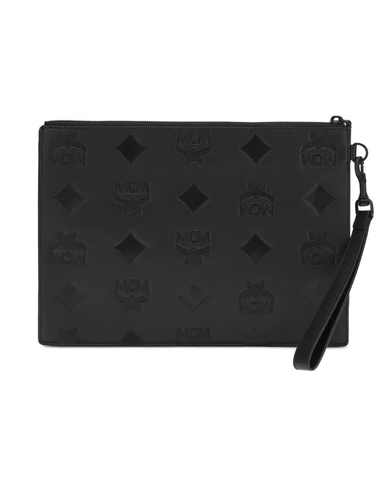 MCM logo-pattern clutch bag - Schwarz Schwarz