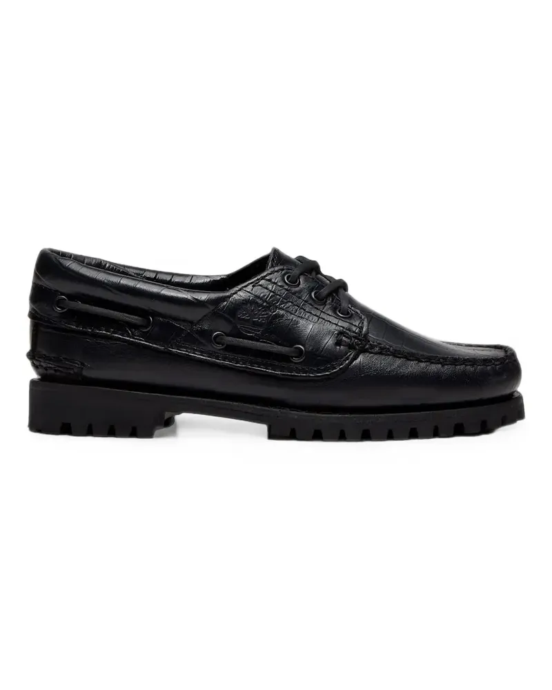 Timberland Authentic croc-effect leather boat shoes - Schwarz Schwarz