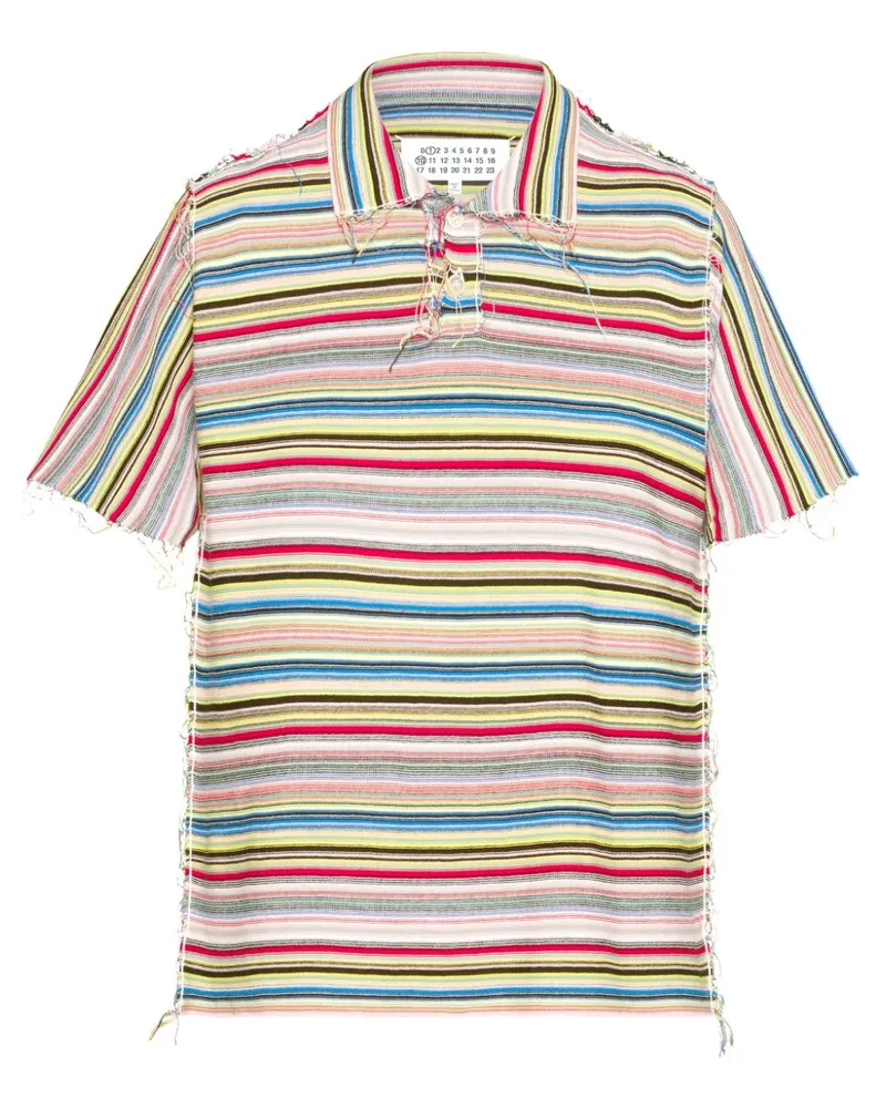 Maison Margiela Gestricktes Poloshirt mit Streifen - Rot Rot