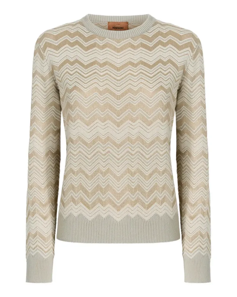 Missoni zig zag viscose and wool crewneck sweater - Nude Nude
