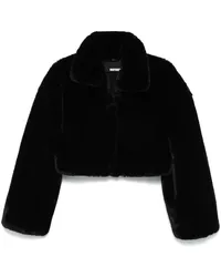 ROTATE Birger Christensen Cropped-Jacke mit Faux Fur Schwarz