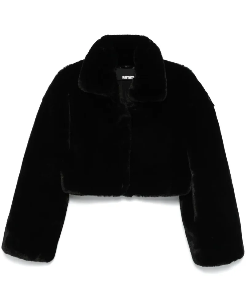ROTATE Birger Christensen Cropped-Jacke mit Faux Fur - Schwarz Schwarz