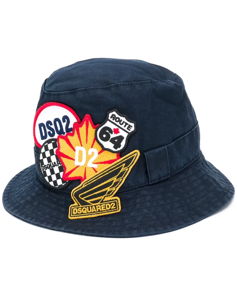 Dsquared2 Fischerhut mit Logo-Patches - Blau Blau