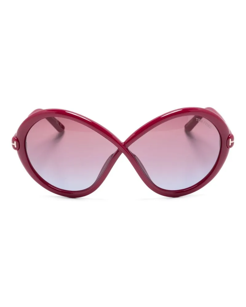 Tom Ford Sonnenbrille mit Oversized-Gestell - Rot Rot