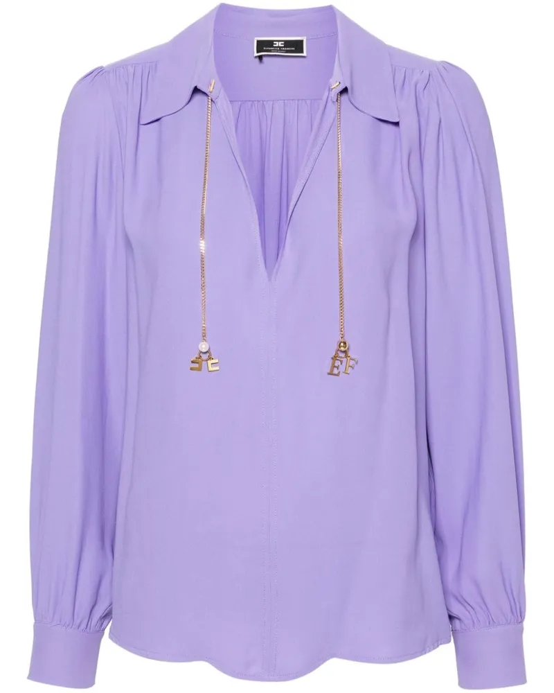 Elisabetta Franchi Georgette-Bluse mit Logo-Print - Violett Violett