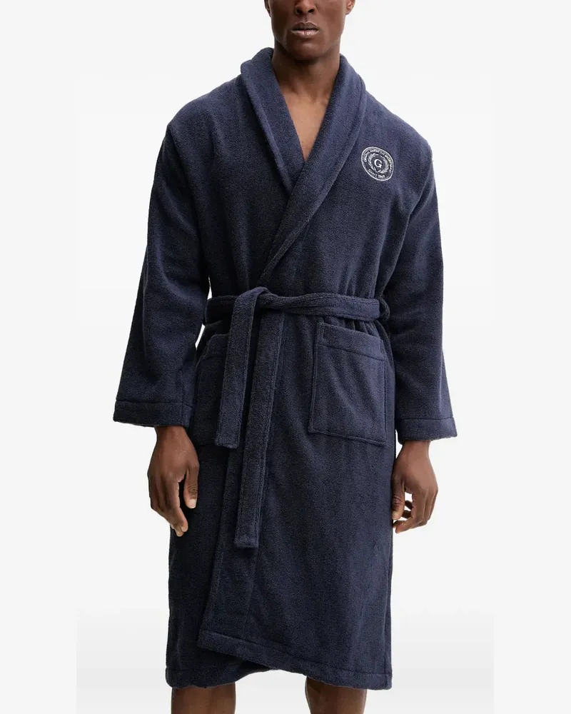 Gant logo-embroidered shawl-collar robe - Blau Blau