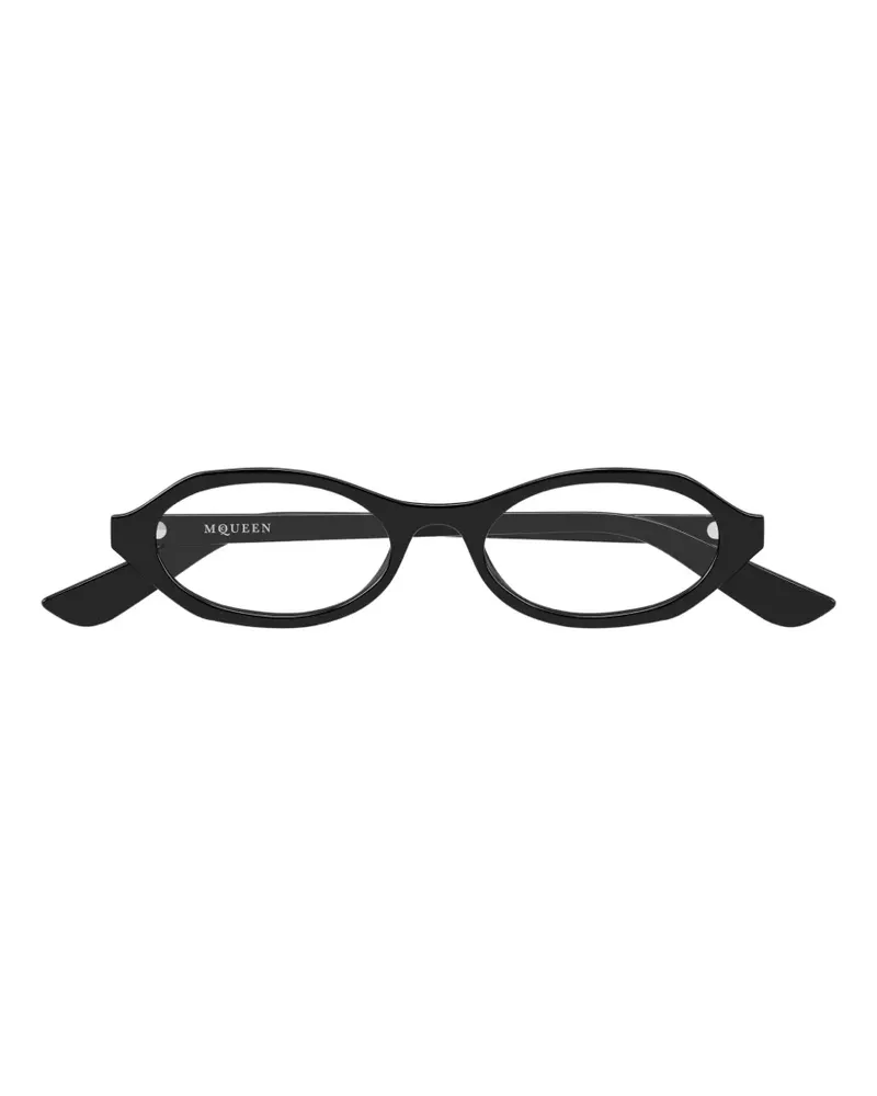 Alexander McQueen oval-frame glasses - Schwarz Schwarz