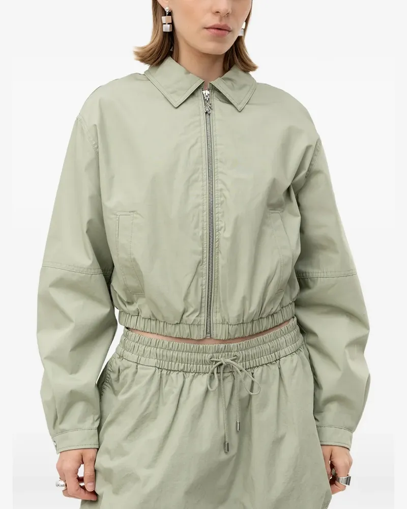HUGO BOSS elasticated-hem zip-up jacket - Grün Grün