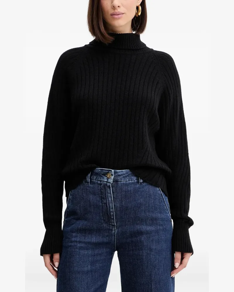 Simona Corsellini Gerippter Rollkragenpullover - Schwarz Schwarz
