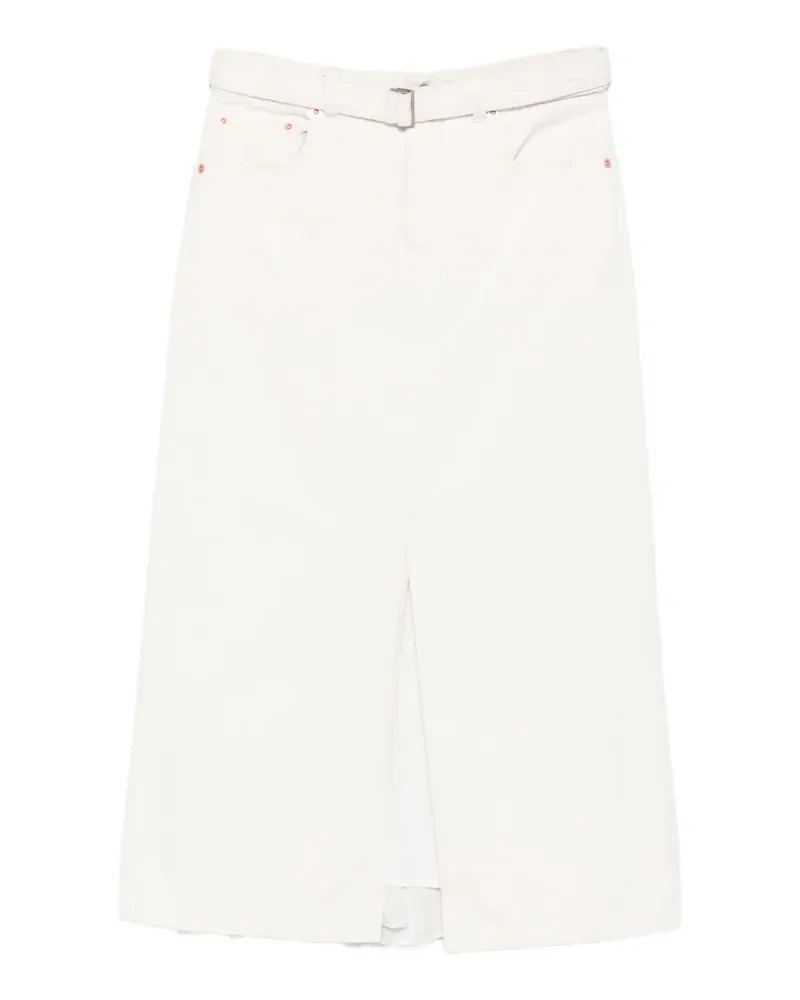 Sacai belted front-slit midi skirt - Weiß Weiß