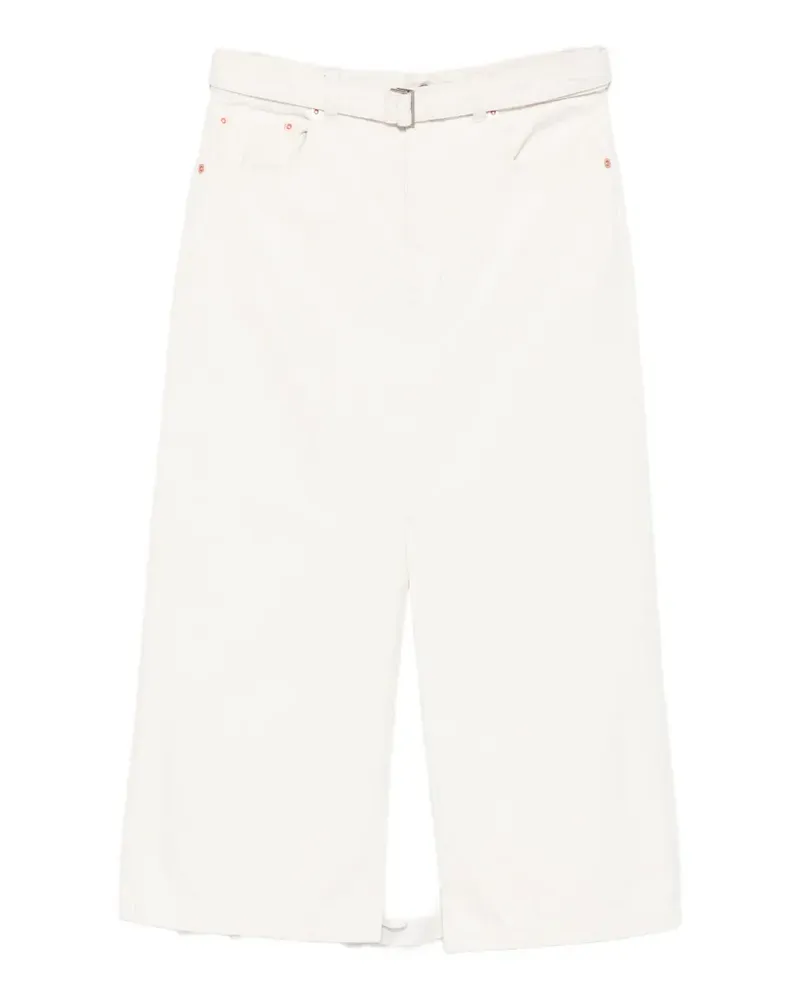 Sacai belted front-slit midi skirt - Weiß Weiß