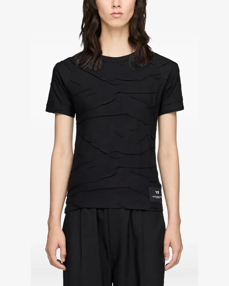 Y-3 Plissiertes T-Shirt - Schwarz Schwarz