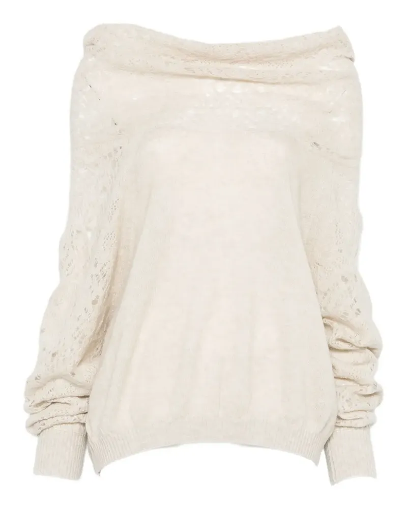 D.EXTERIOR Pullover mit drapierten Kragen - Weiß Weiß