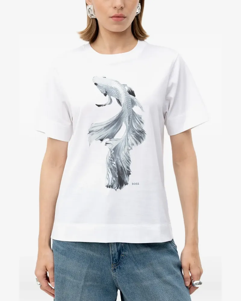 HUGO BOSS fish-print T-shirt - Weiß Weiß