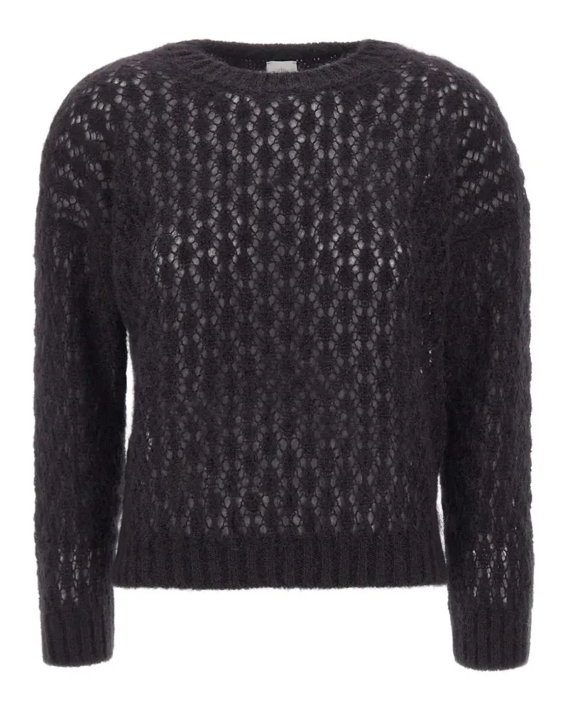 Eleventy Pullover mit Lochstrickmuster - Schwarz Schwarz