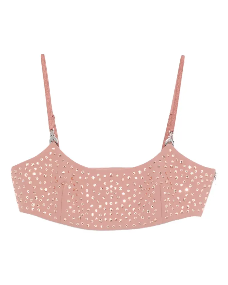 Patrizia Pepe rhinestone-embellished crop top - Rosa Rosa