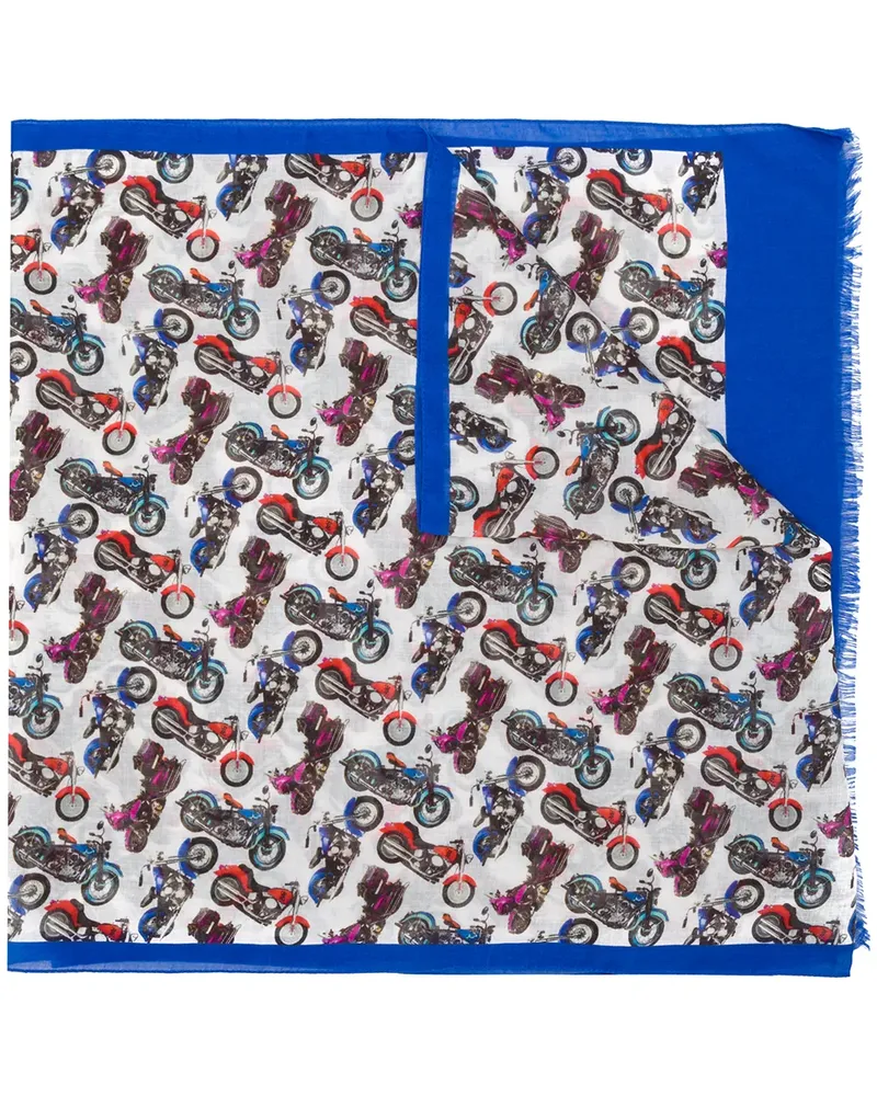 Billionaire Schal mit Motorrad-Print - Weiß Weiß