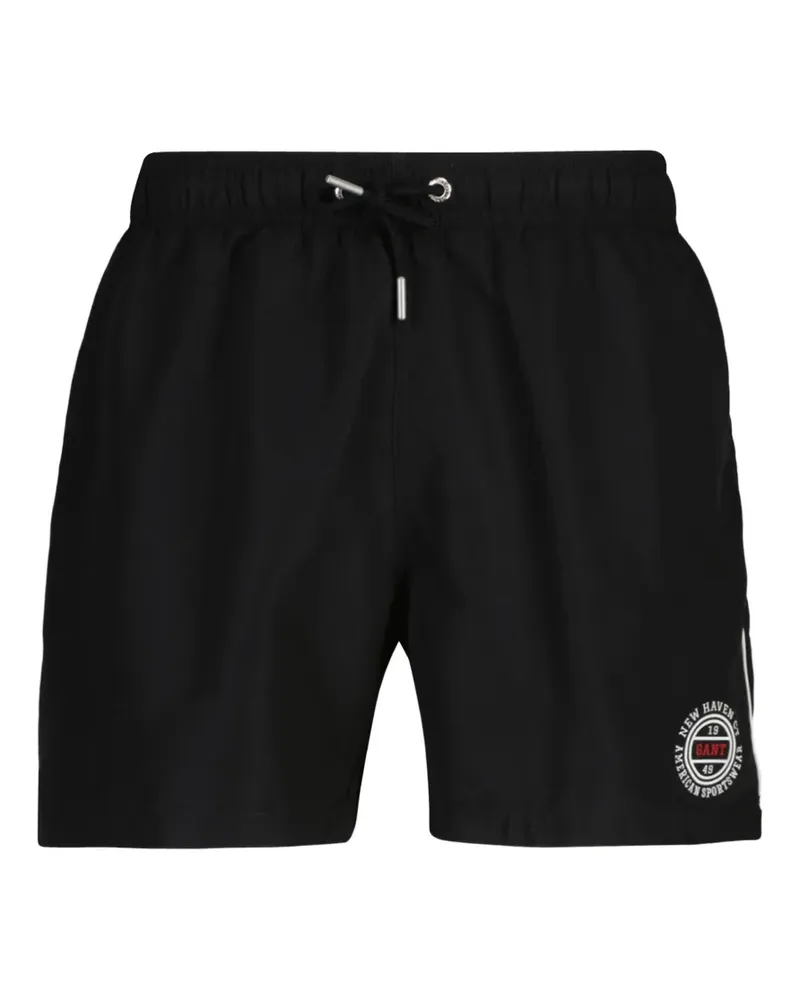 Gant logo-print swim shorts - Schwarz Schwarz
