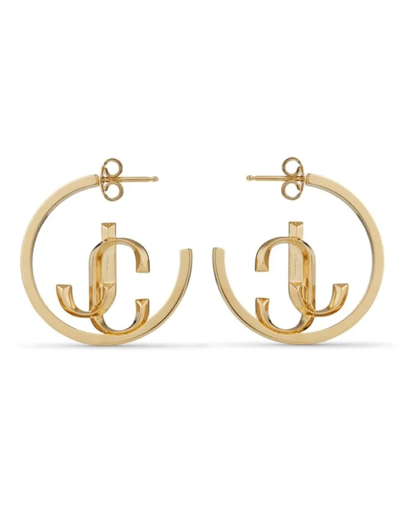 Jimmy Choo Mittelgroße Creolen mit Logo - Gold Gold