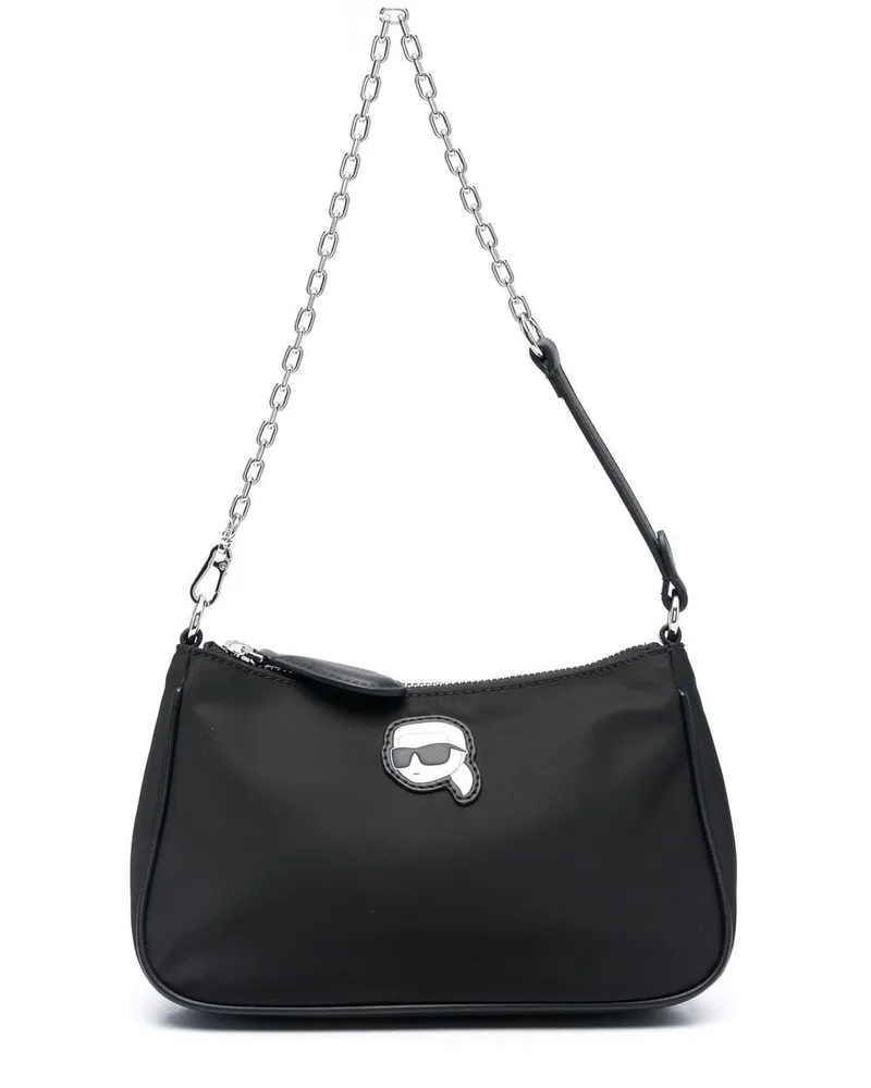Karl Lagerfeld Ikon Schultertasche mit Applikation - Schwarz Schwarz