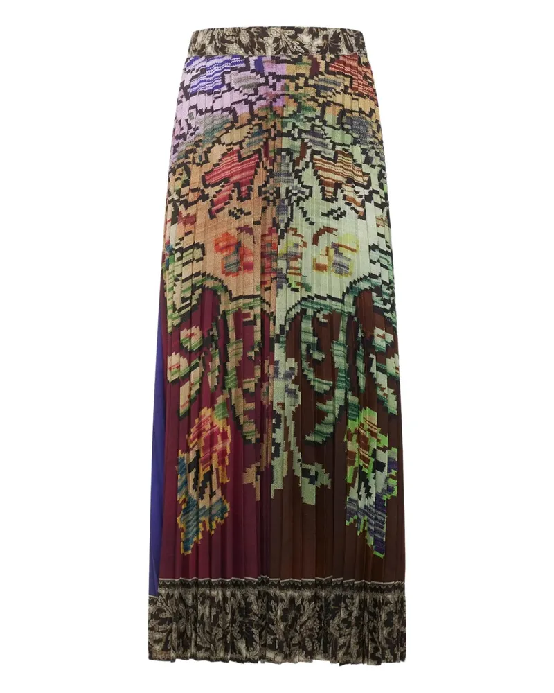 Pierre-Louis Mascia pleated floral-print skirt - Braun Braun