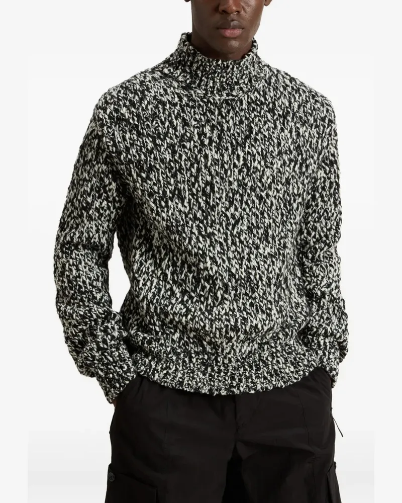 Woolrich Melierter Pullover mit Stehkragen - Schwarz Schwarz
