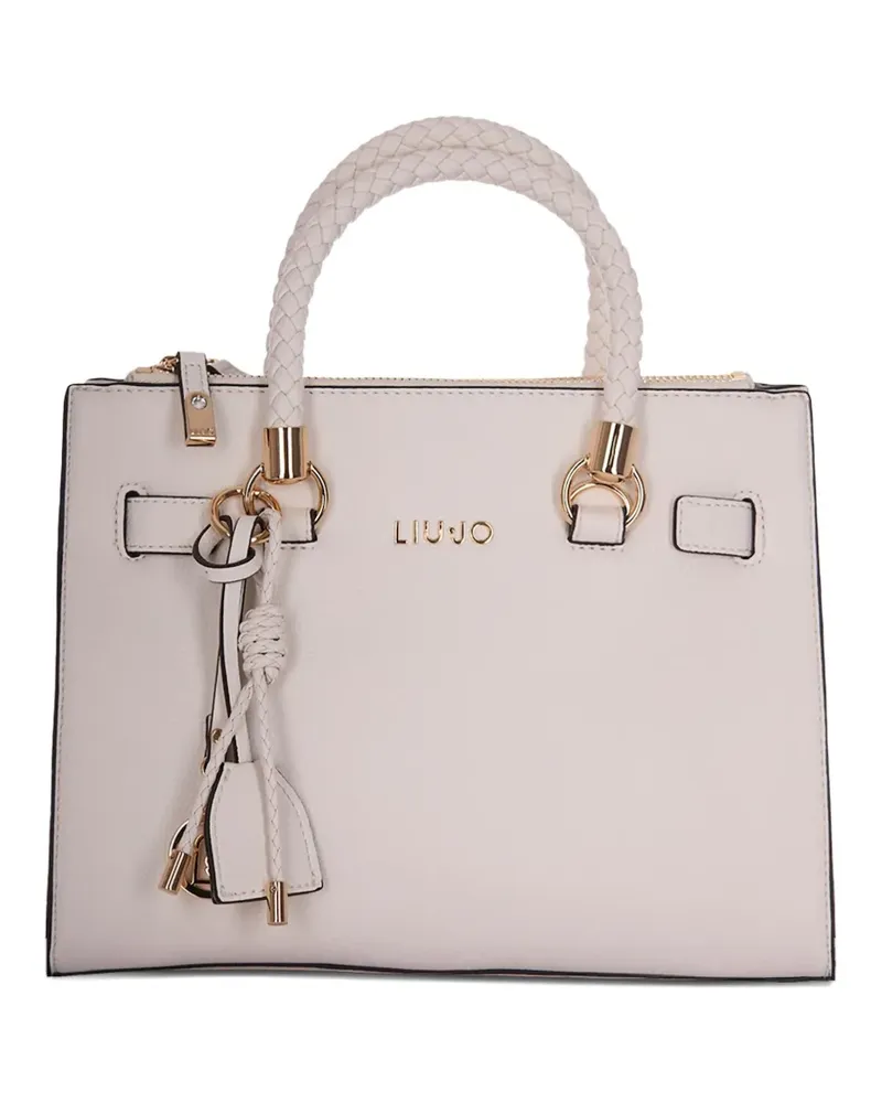 Liu Jo braided-handle charm-detail tote bag - Nude Nude