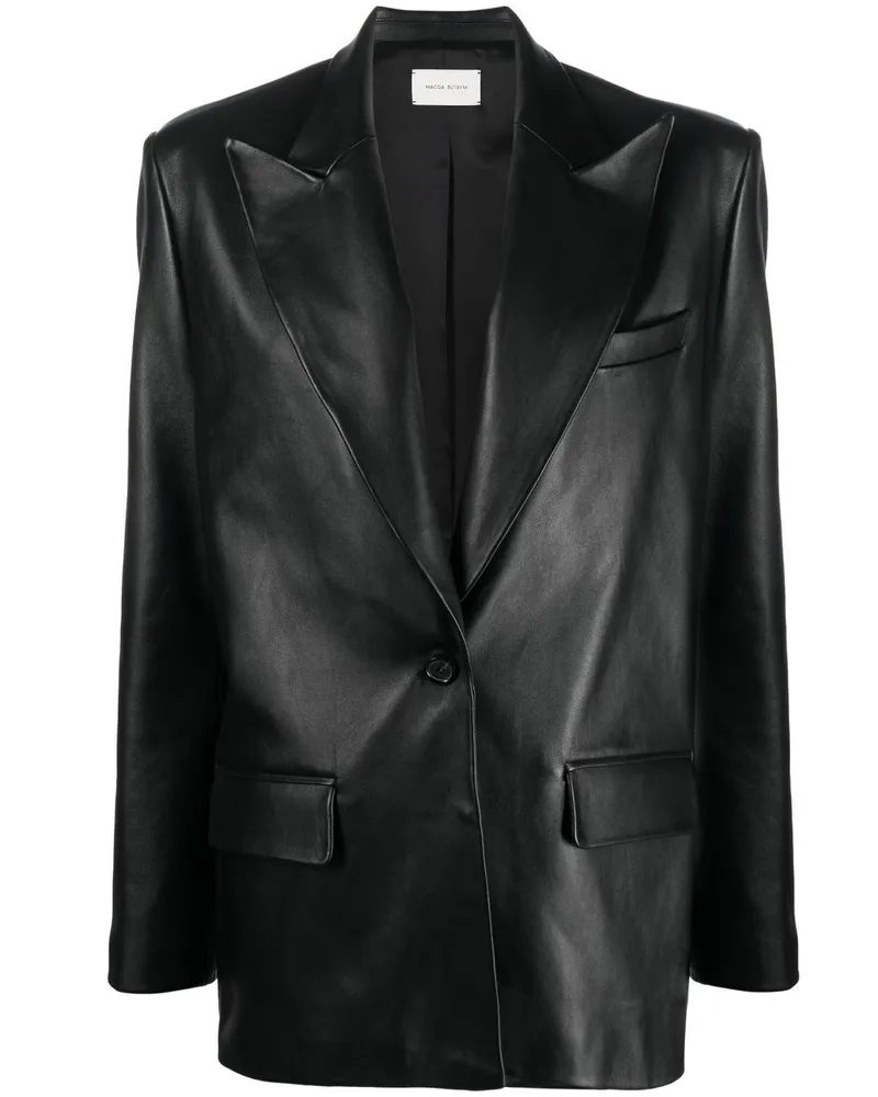 Magda Butrym Lederblazer im Oversized-Look - Schwarz Schwarz