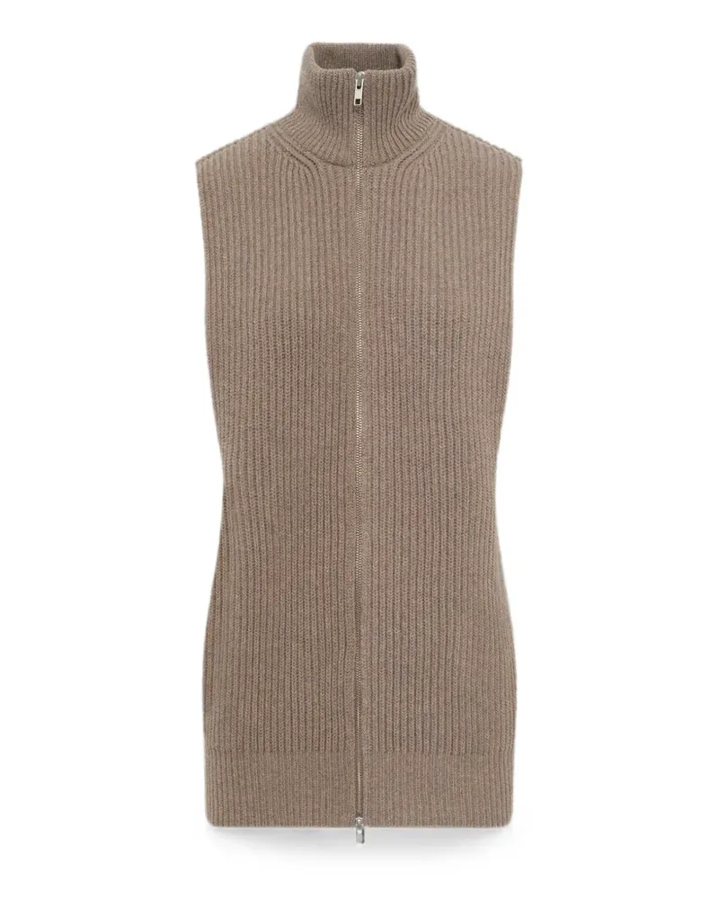 Maison Margiela Gerippte Strickweste mit Reißverschluss - Nude Nude