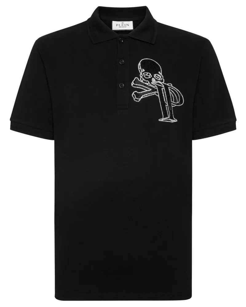 Philipp Plein Poloshirt mit Kristallen - Schwarz Schwarz