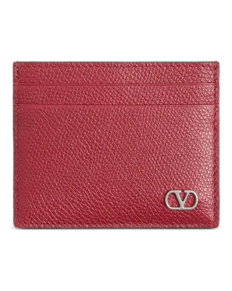 Valentino Garavani VLogo Signature cardholder in grainy calfskin - Rot Rot