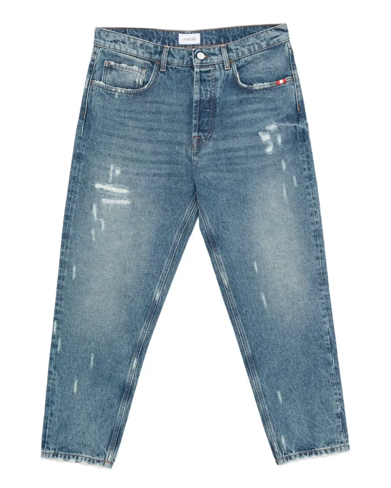 Amish Jeans in Distressed-Optik - Blau Blau