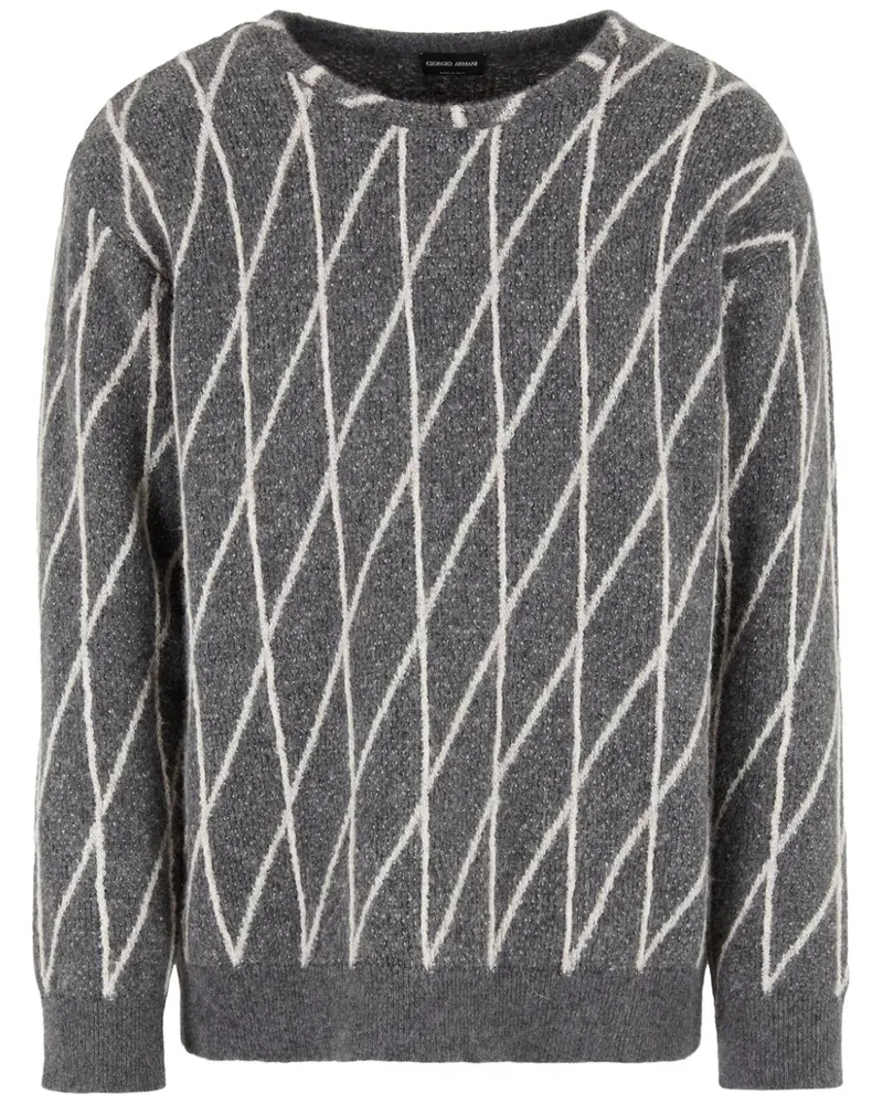 Giorgio Armani Intarsienpullover mit Diamanten - Grau Grau