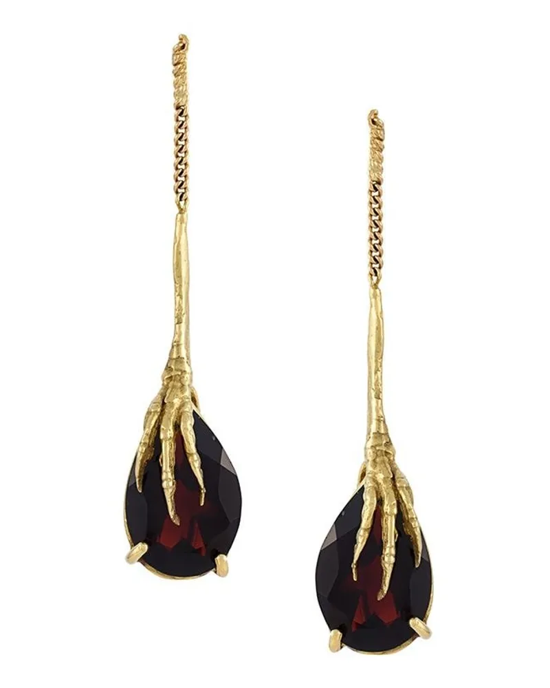 Wouters & Hendrix 18kt 'Crow's Claw' Gelboldohrringe mit Granat - Metallic Metallic