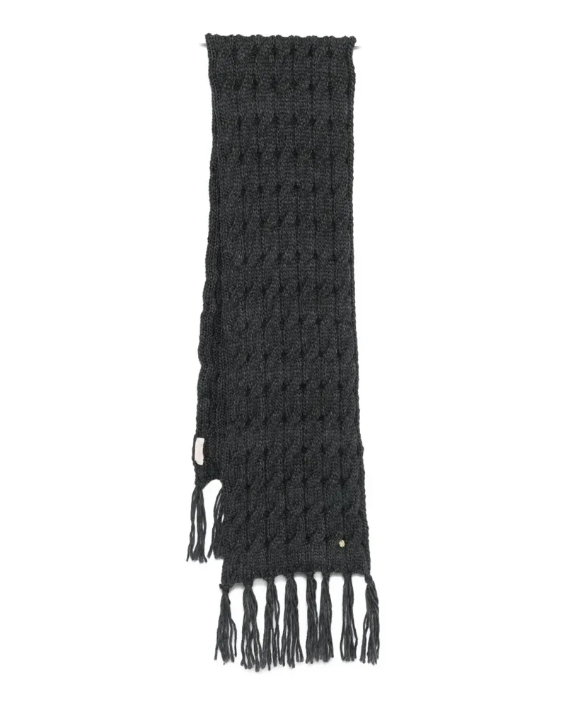 Coccinelle cable-knit fringed-edge scarf - Schwarz Schwarz