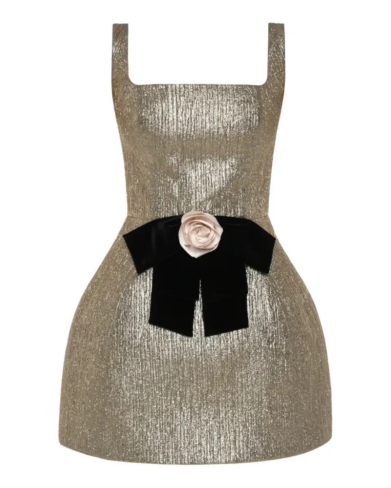ANOUKI rose-appliqué mini dress - Gold Gold