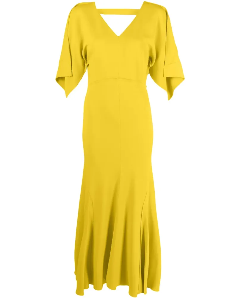 Victoria Beckham Midikleid mit drapierten Ärmeln - Gelb Gelb