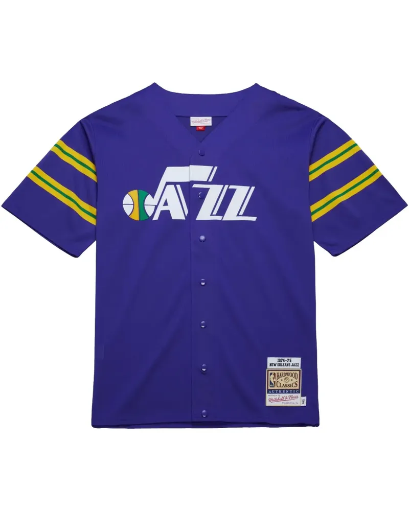 Mitchell & Ness 1974 New Orleans Jazz Full-Snap Shooting Hemd - Violett Violett
