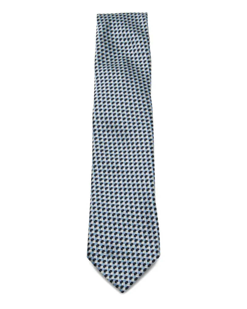 Ermenegildo Zegna Geometrisch gemusterte Krawatte - Blau Blau