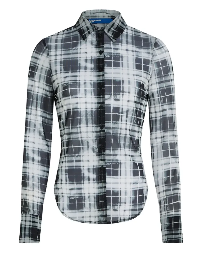Karl Lagerfeld Kariertes Mesh-Hemd - Schwarz Schwarz