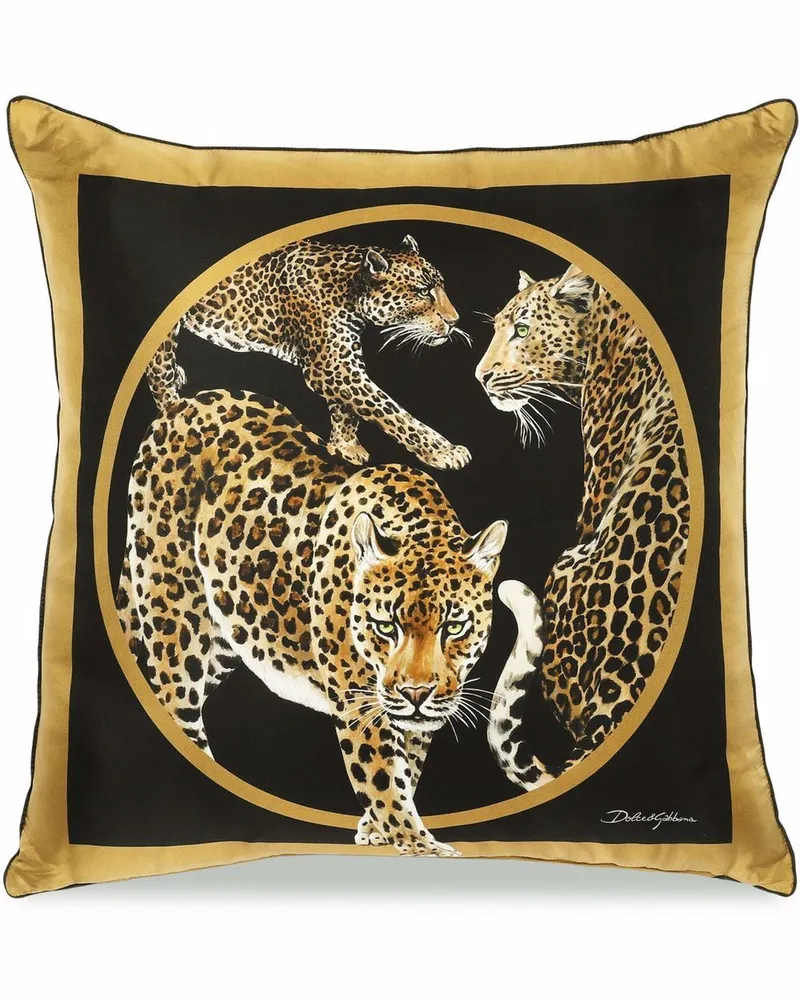 Dolce & Gabbana Kissen mit Leoparden-Print - Schwarz Schwarz