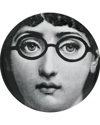 Fornasetti Teller mit Porträt Schwarz