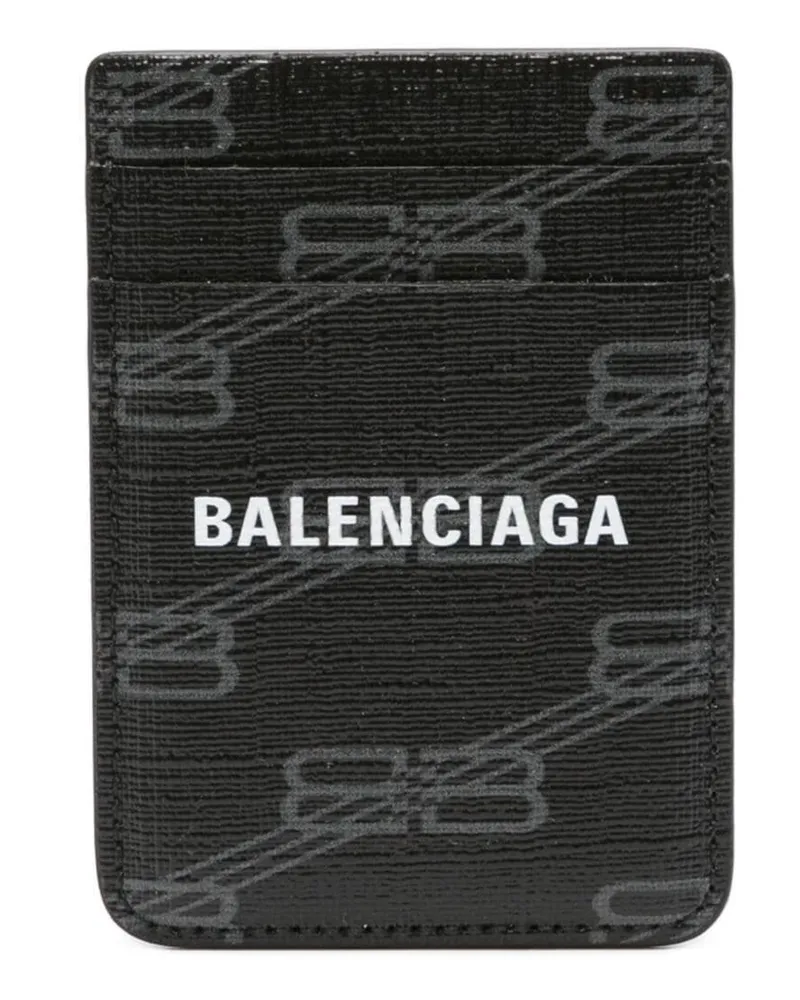 Balenciaga Kartenetui aus BB-Monogramm-Canvas Schwarz