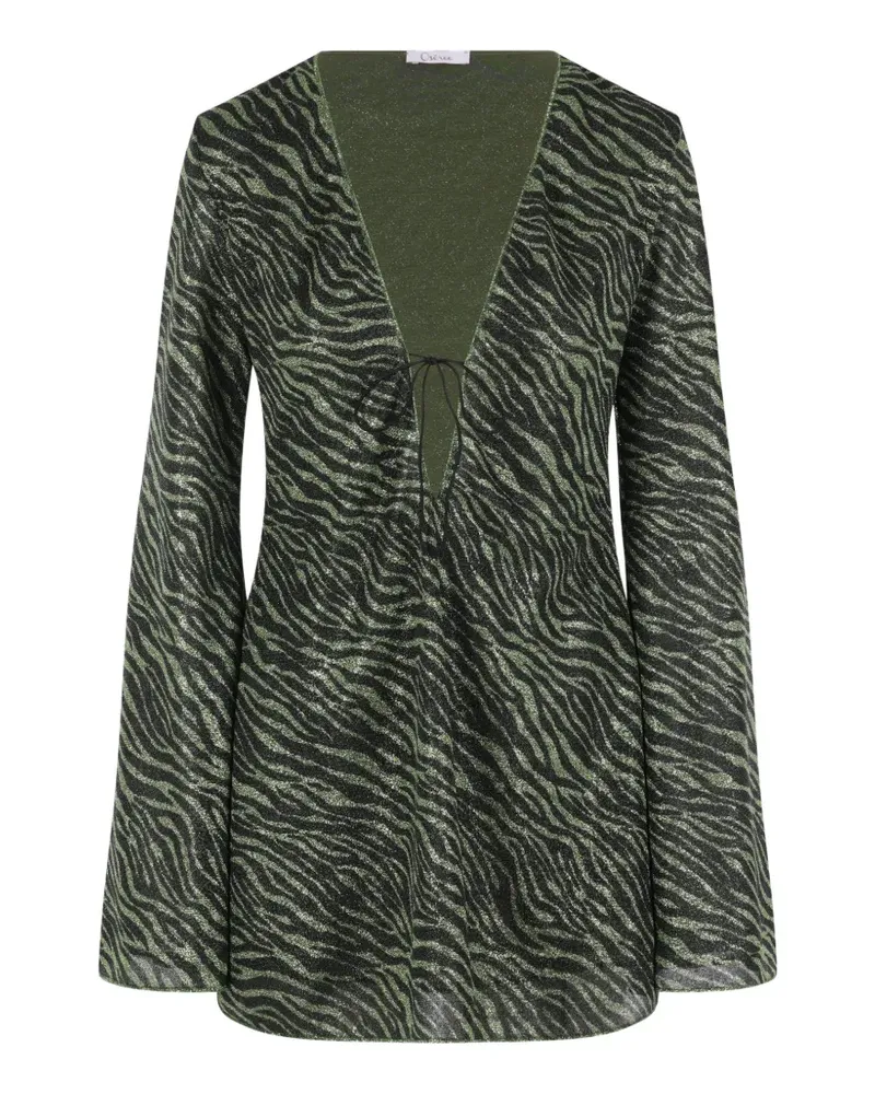 Oséree Kleid mit Animal-Print - Schwarz Schwarz