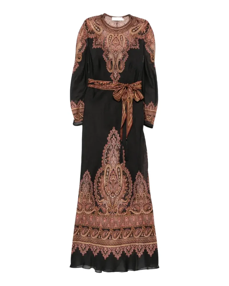 Zimmermann paisley-print belted maxi dress - Schwarz Schwarz