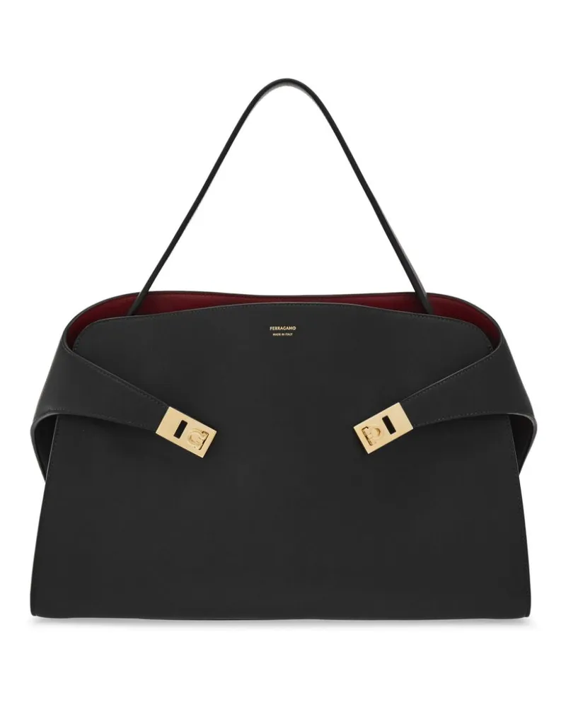 Ferragamo Mittelgroße Hug Schultertasche - Schwarz Schwarz