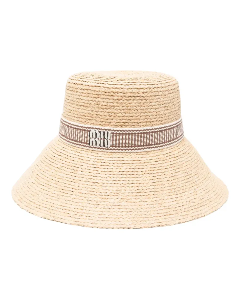 Miu Miu ribbon straw hat - Nude Nude
