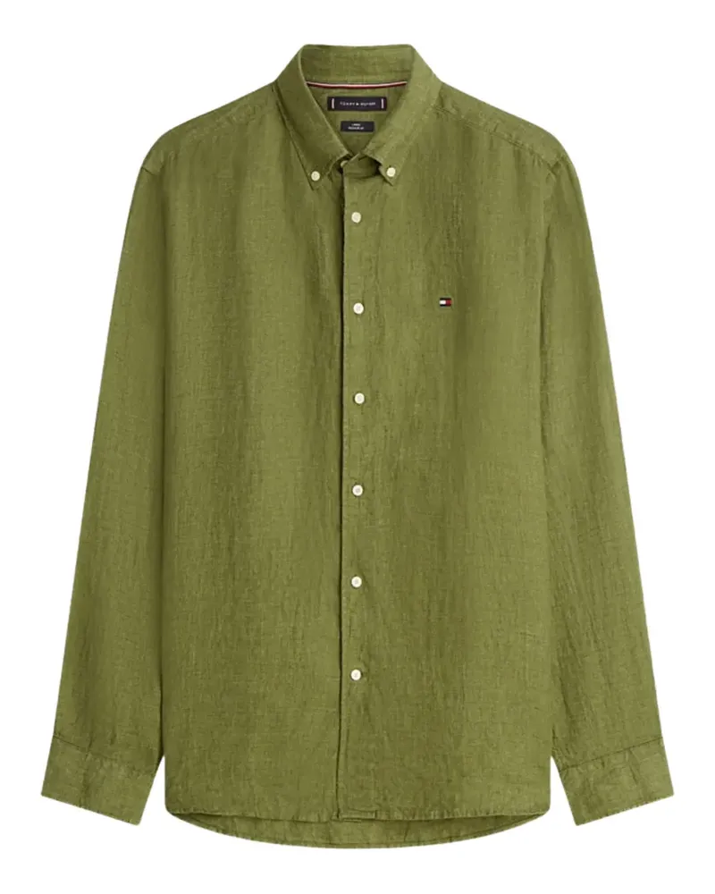 Tommy Hilfiger Hemd mit Logo-Stickerei - Grün Grün