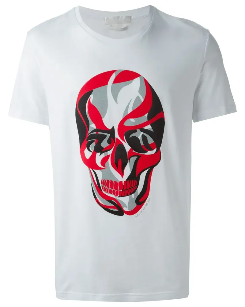 Alexander McQueen T-Shirt mit abstraktem Totenkopf-Print - Weiß Weiß