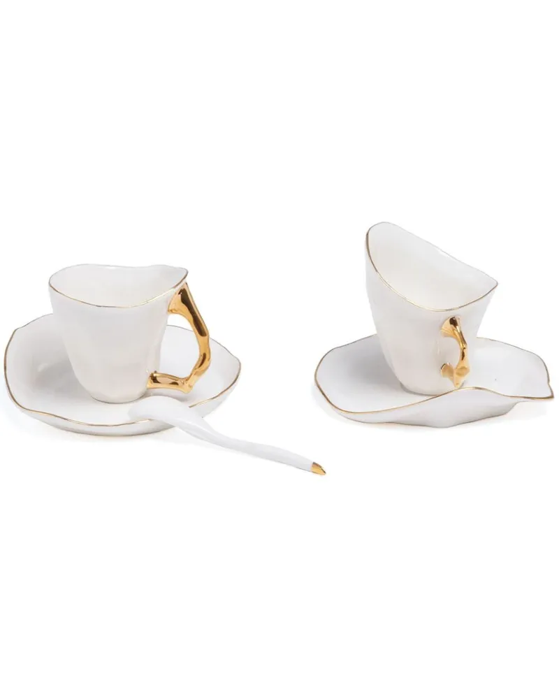 Seletti Set aus zwei Meltdown Kaffeetassen - Weiß Weiß